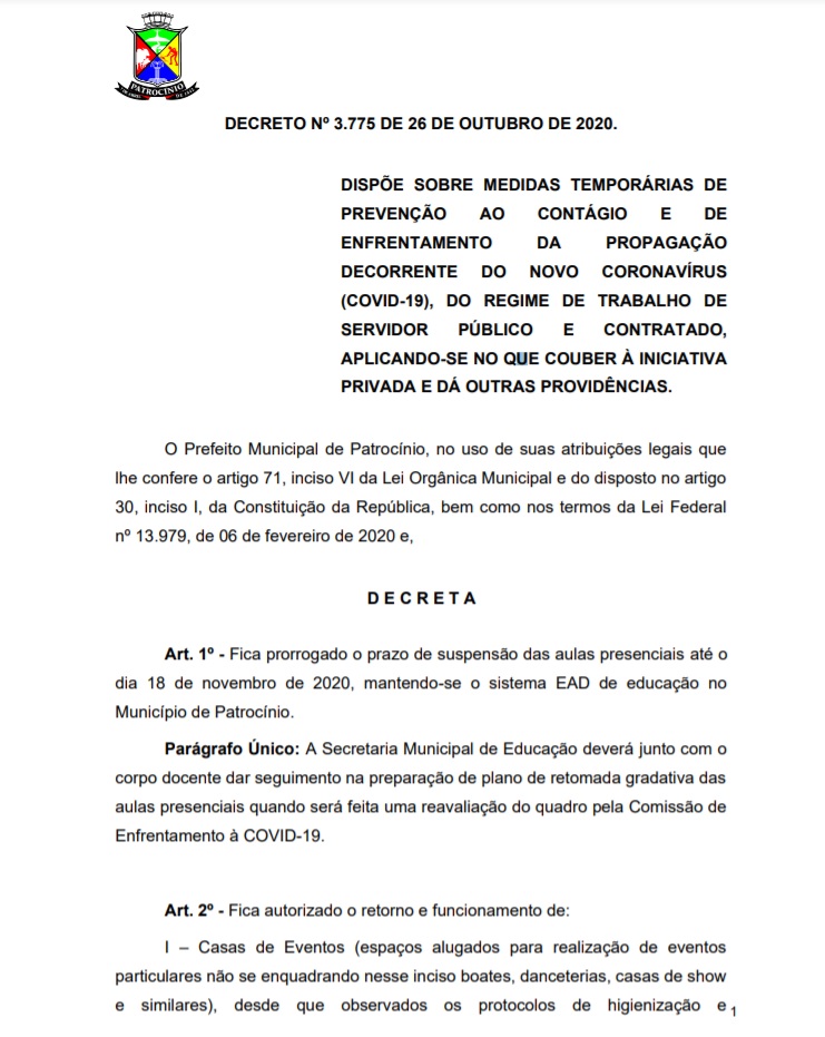27-10-2020 Decreto 1 retomada