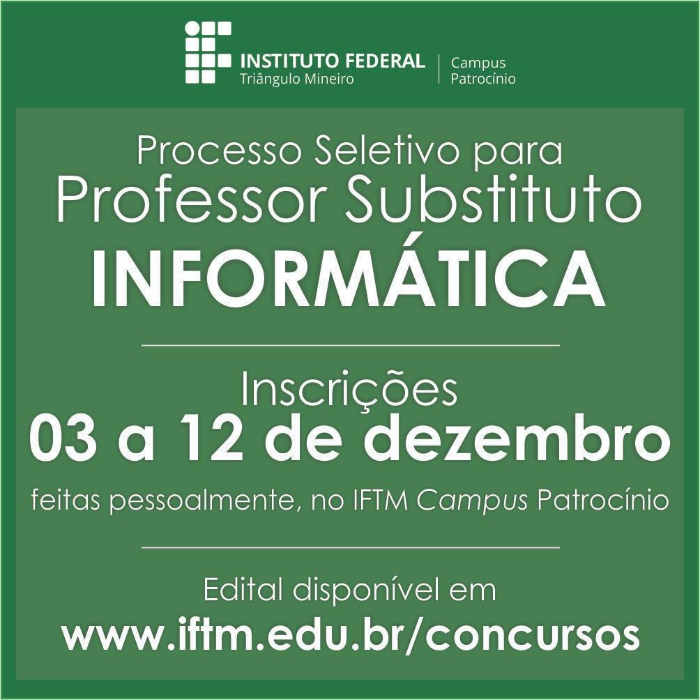 IFTM abre processo seletivo para professor substituto de informática