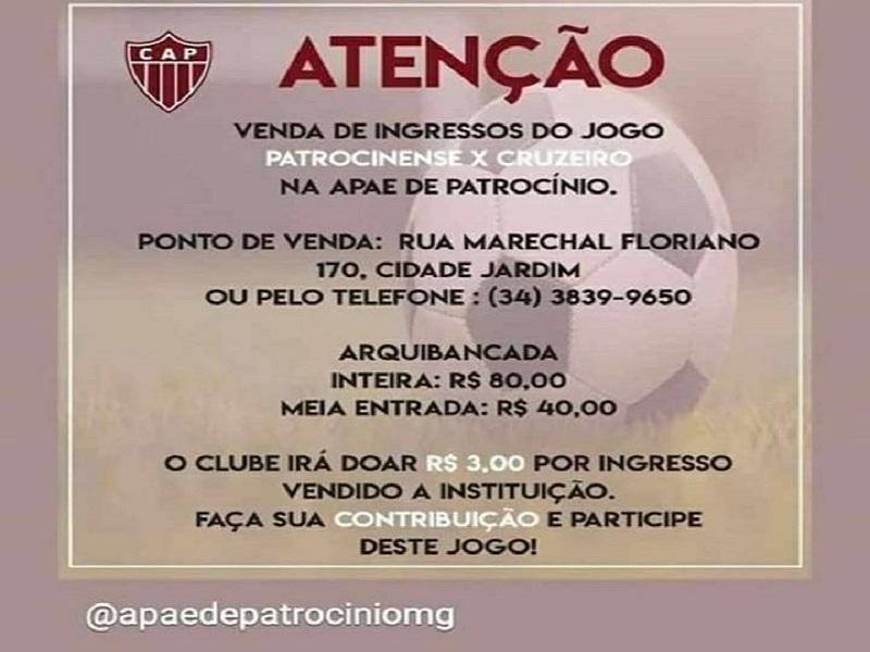 Parte da renda entre CAP x Cruzeiro será destinada à APAE