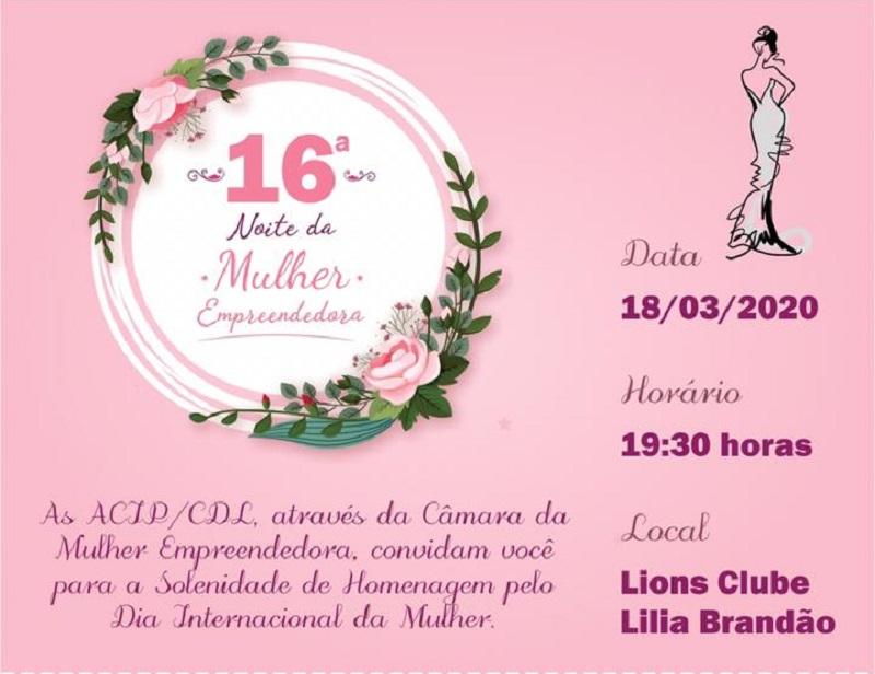 ACIP/CDL promovem 16ª Noite da Mulher Empreendedora
