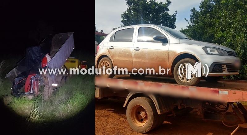Ladrões batem caminhão contra veículo ao tentarem fugir com trator furtado em Cruzeiro da Fortaleza