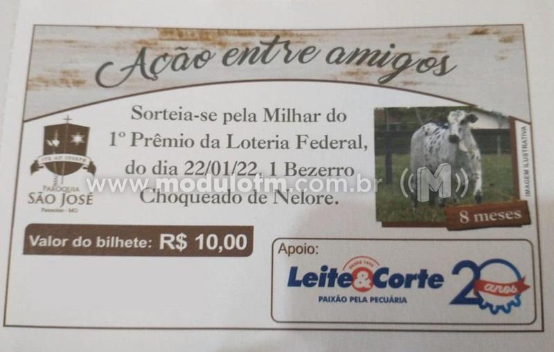 Paroquia São José e CCP estão vendendo bilhetes de uma rifa de um Bezerro Nelore