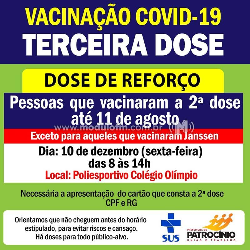 Pessoas que tomaram a 2ª dose até 11 de agosto serão vacinadas com 3ª dose contra o Covid