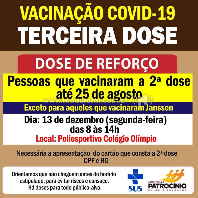 Pessoas que tomaram a 2ª dose até 25 de agosto serão vacinadas com 3ª dose contra o Covid