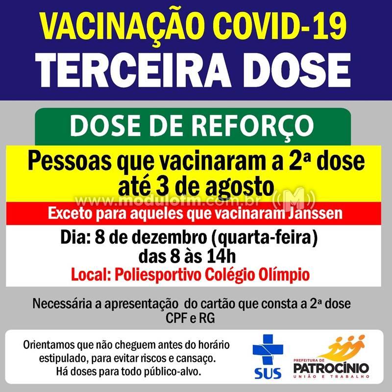 Pessoas que tomaram a 2ª dose até 3 de agosto serão vacinadas com a dose de reforço contra o Covid