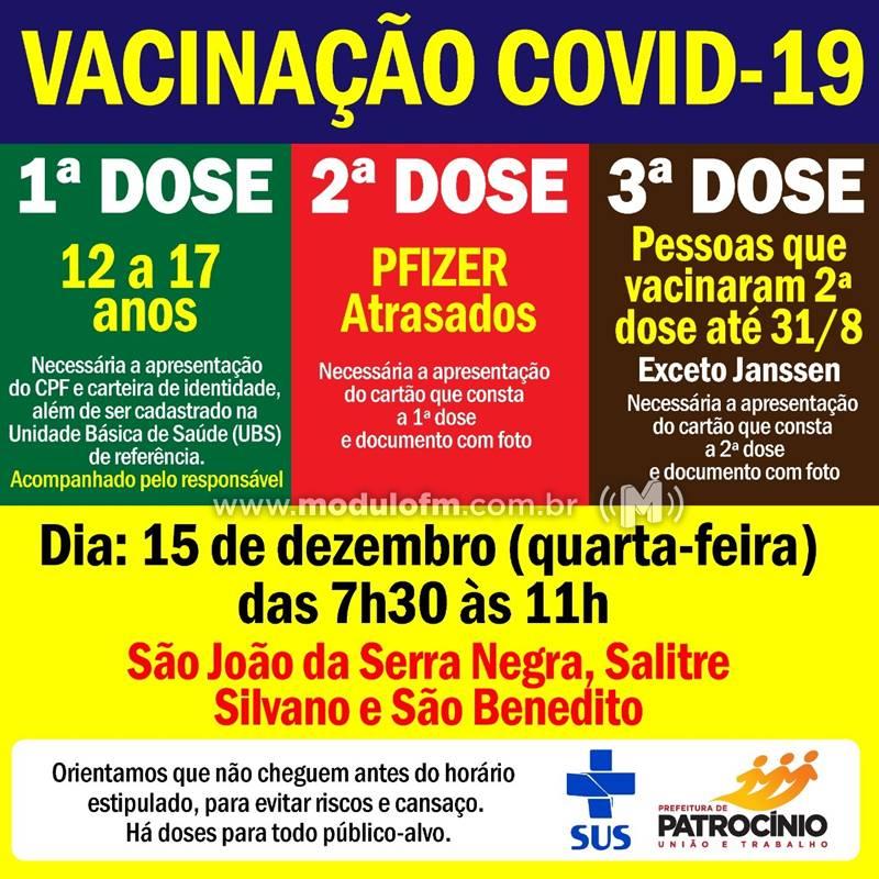 Secretaria de Saúde divulga novas datas de vacinação de 1ª, 2ª e 3ª dose contra o Covid-19