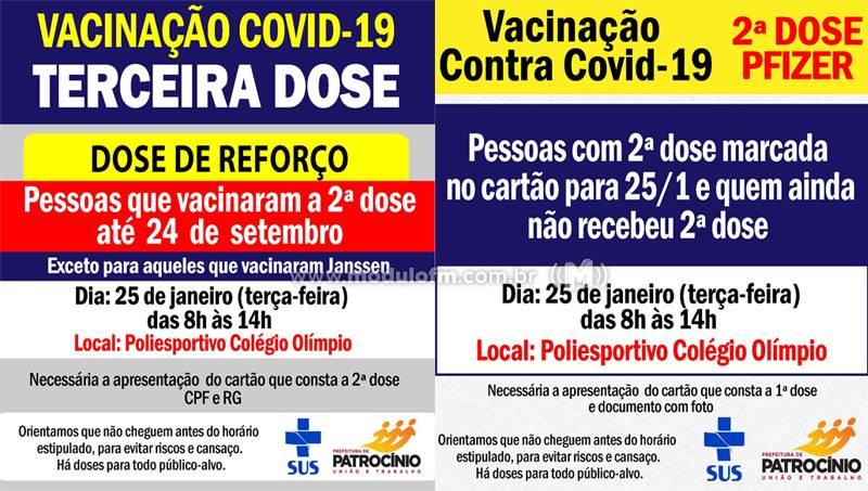 Secretaria de Saúde divulgou o calendário de vacinação contra Covid desta terça-feira (25)