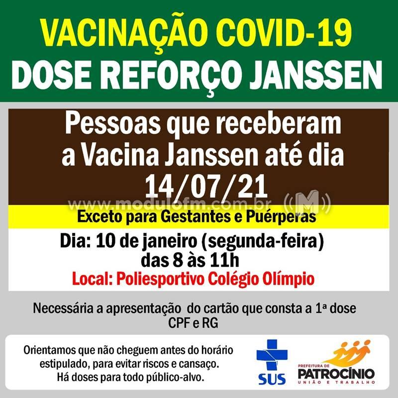 Secretaria de Saúde imunizará com a dose de reforço pessoas que receberam a Janssen dia 14 de julho