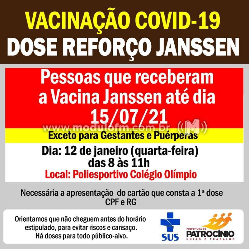 Secretaria de Saúde imunizará com a dose de reforço pessoas que receberam a Janssen dia 15 de julho