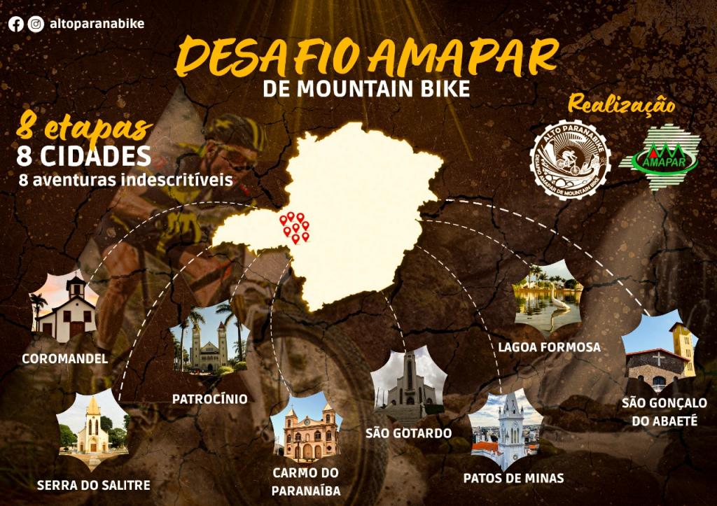 Patrocinio está entre os municípios que sediarão o Desafio Amapar de Mountain Bike em 2022