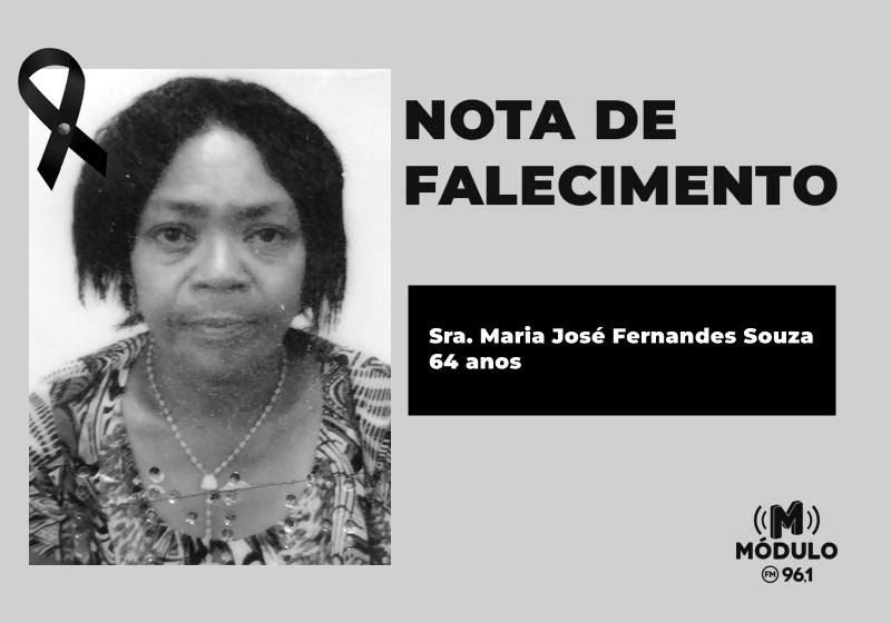 Nota de falecimento Sra. Maria José Fernandes Souza aos 64 anos