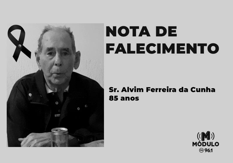 Nota de falecimento Sr. Alvim Ferreira da Cunha aos 85 anos