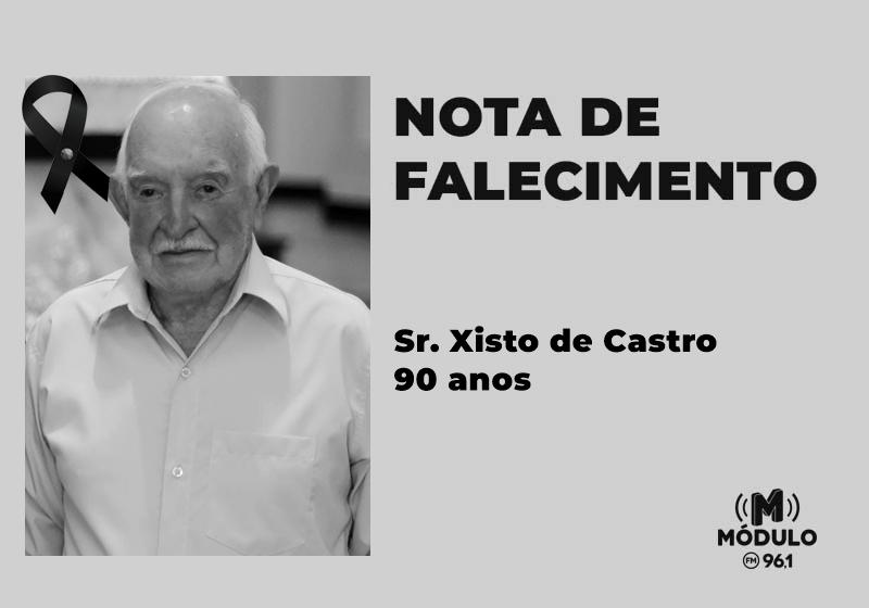 Nota de falecimento Sr. Xisto de Castro aos 90...