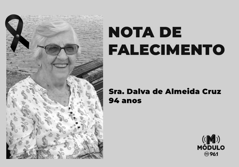Nota de falecimento Sra. Dalva de Almeida Cruz aos 94 anos