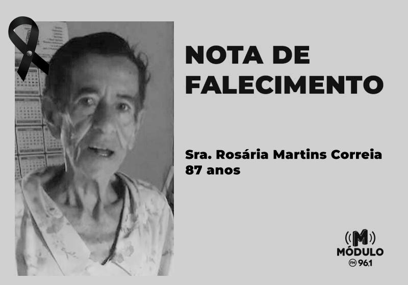 Nota de falecimento Sra. Rosária Martins Correia aos 87 anos