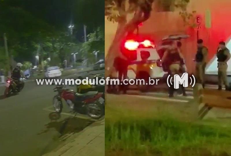 Veja o vídeo: Jovem tentar fugir da PM de moto e acaba preso em Patrocínio