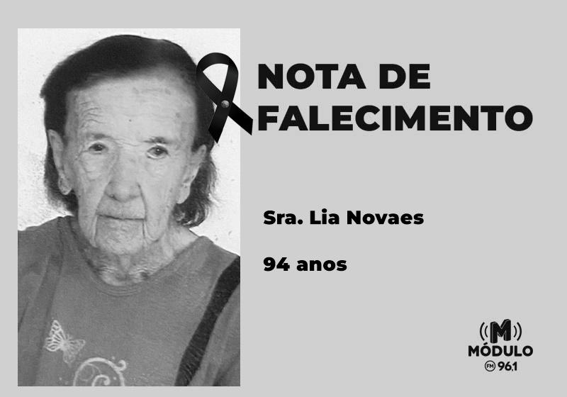 Nota de falecimento Sra. Lia Novaes aos 94 anos