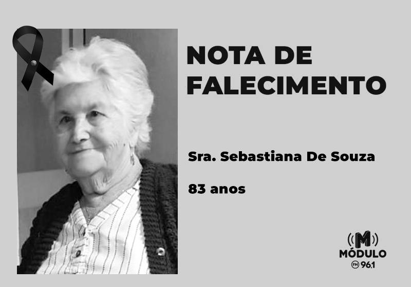 Nota de falecimento Sra. Sebastiana de Souza aos 83 anos