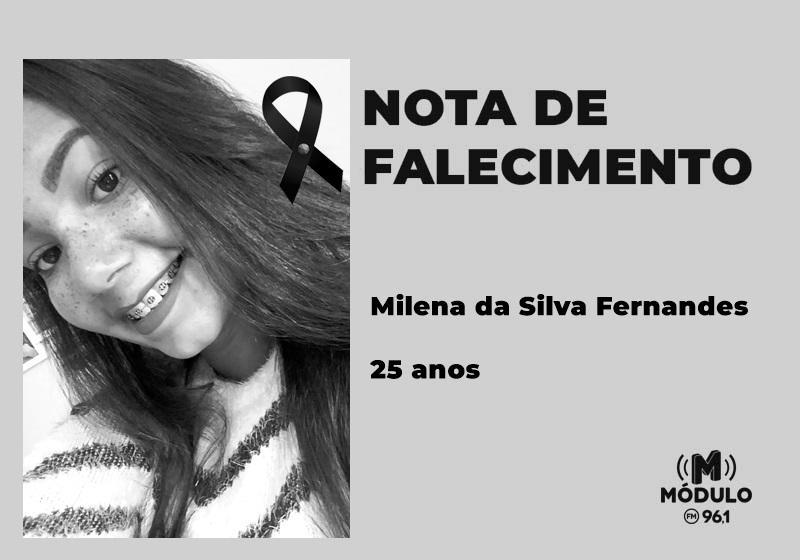 Nota de falecimento de Milena da Silva Fernandes aos 25 anos