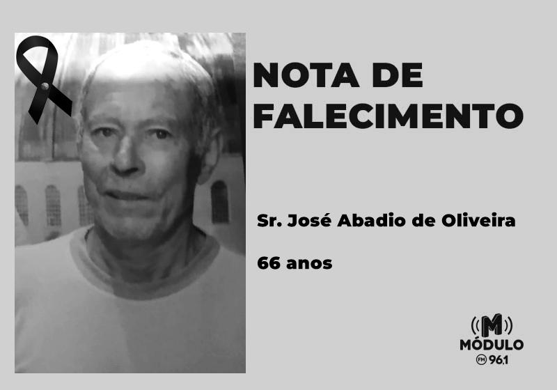 Nota de falecimento Sr. José Abadio de Oliveira aos 66 anos