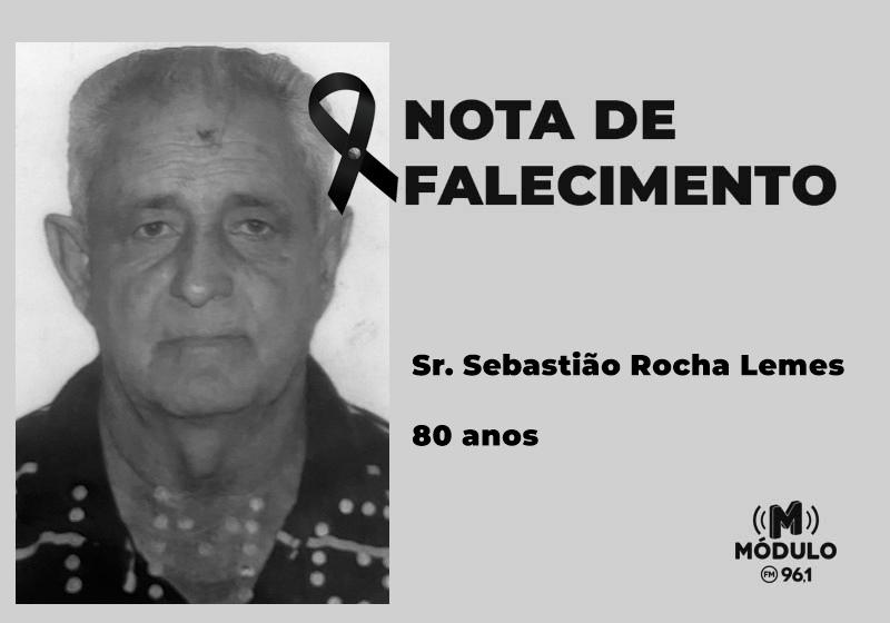 Nota de falecimento Sr. Sebastião Rocha Lemes aos 80 anos