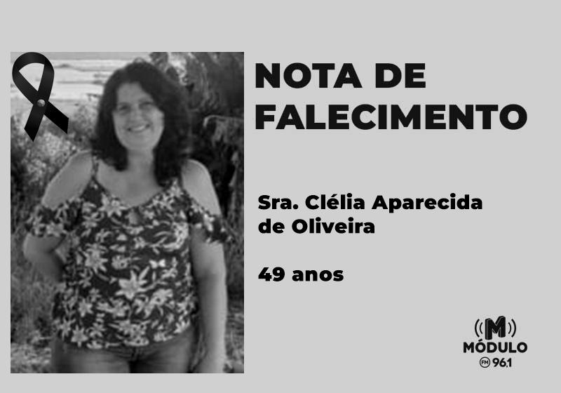 Nota de falecimento Sra. Clélia Aparecida de Oliveira aos 49 anos
