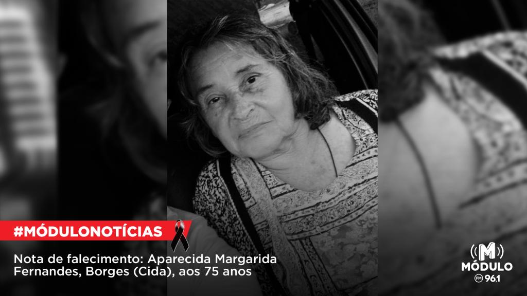 Nota de Falecimento: Aparecida Margarida Fernandes, Borges (Cida), aos 75 anos