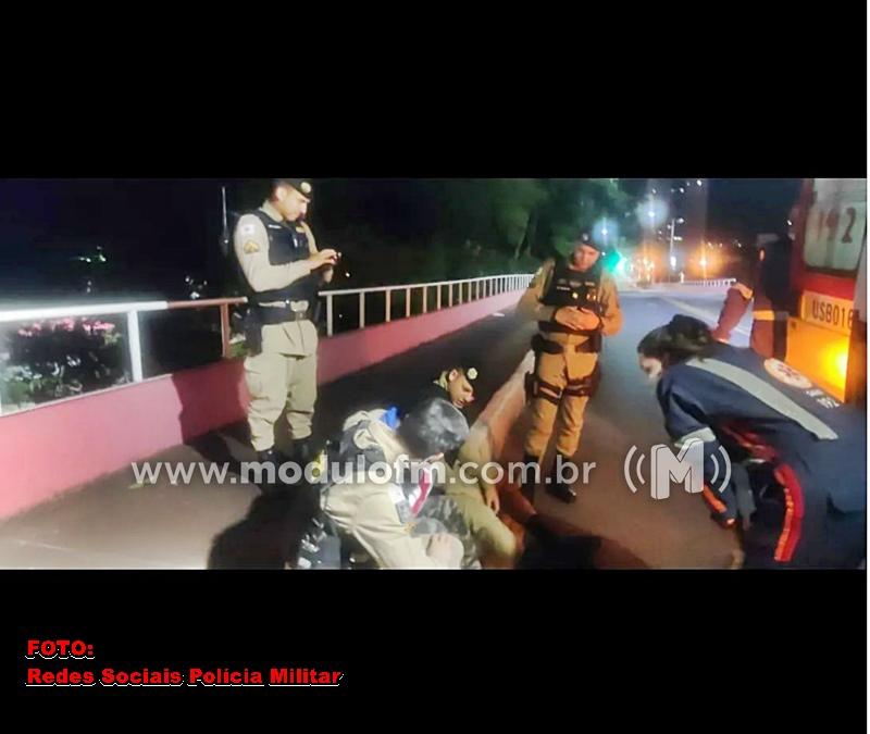 Polícia Militar age rápido e impede homem de se jogar do viaduto da Avenida Rui Barbosa