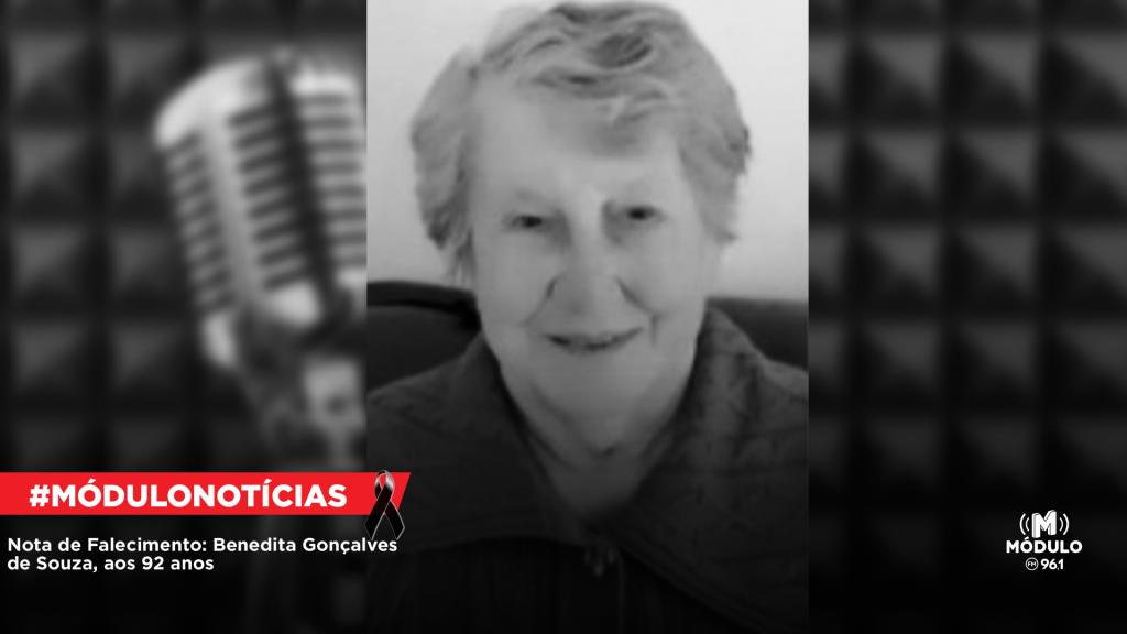 Nota de Falecimento: Benedita Gonçalves de Souza, aos 92 anos