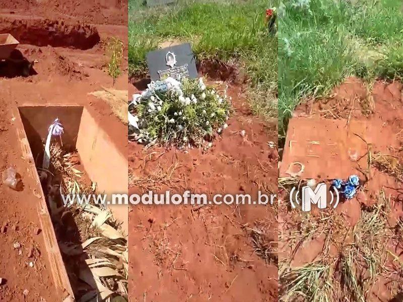Veja o vídeo: Morador denuncia túmulos revirados por cachorros e crânios expostos no cemitério de Coromandel