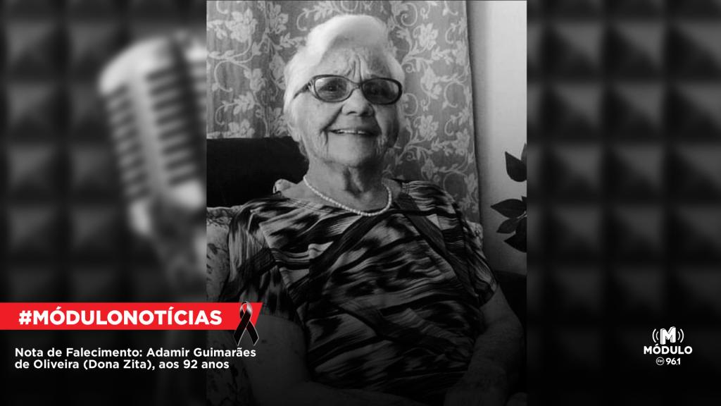 Nota de Falecimento: Adamir Guimarães de Oliveira (Dona Zita), aos 92 anos