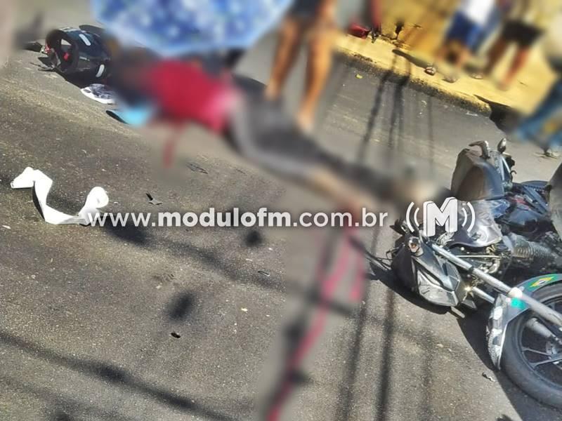 Batida entre moto e caminhão deixa jovem gravemente ferido em Patrocínio