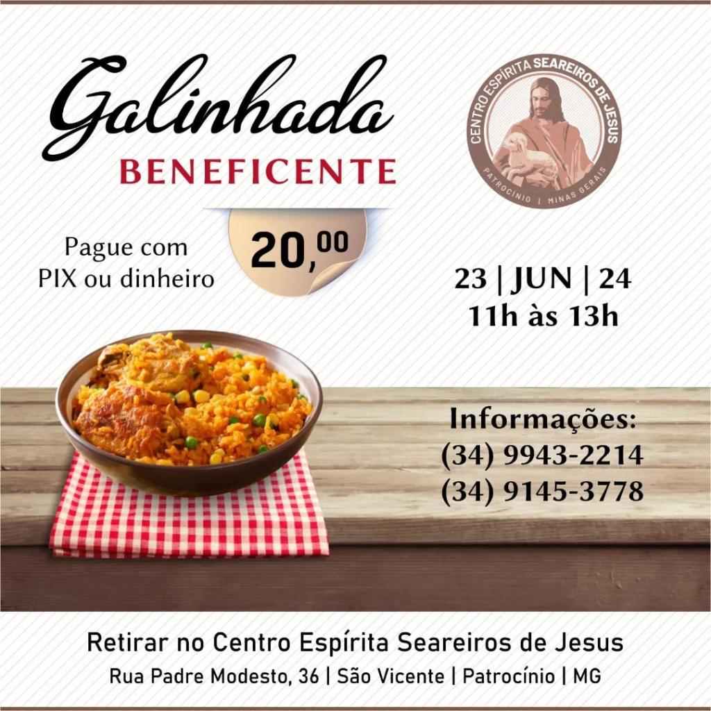 Centro Espírita Seareiros de Jesus promove Galinhada Beneficente neste domingo