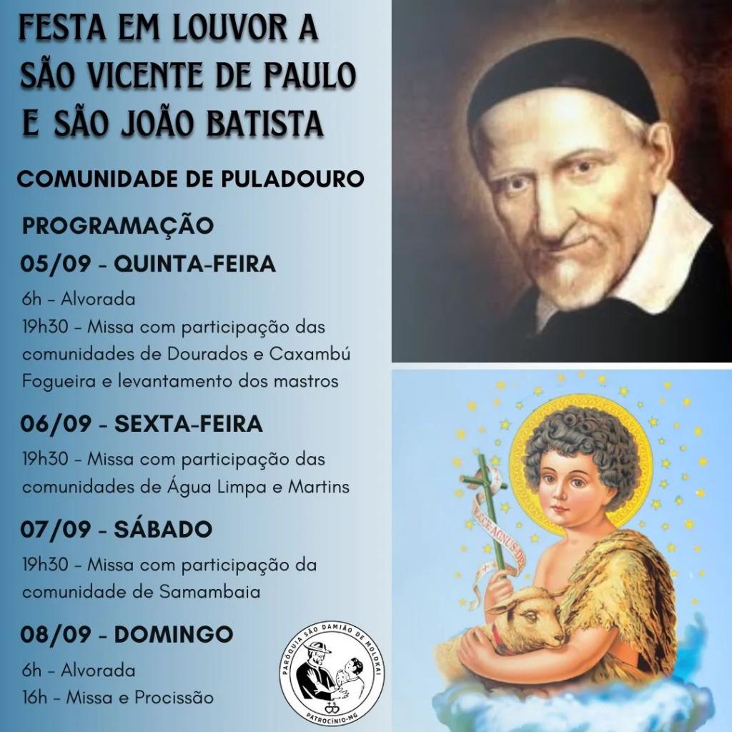 Festa em Louvor a São Vicente de Paulo e São João Batista será realizada até o próximo domingo