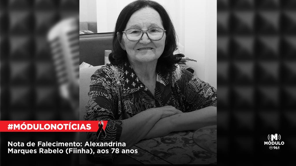 Nota de Falecimento:  Alexandrina Marques Rabelo (Fiinha), aos 78 anos