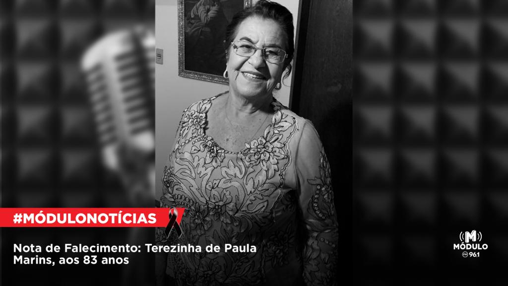 Nota de Falecimento: Terezinha de Paula Marins, aos 83 anos