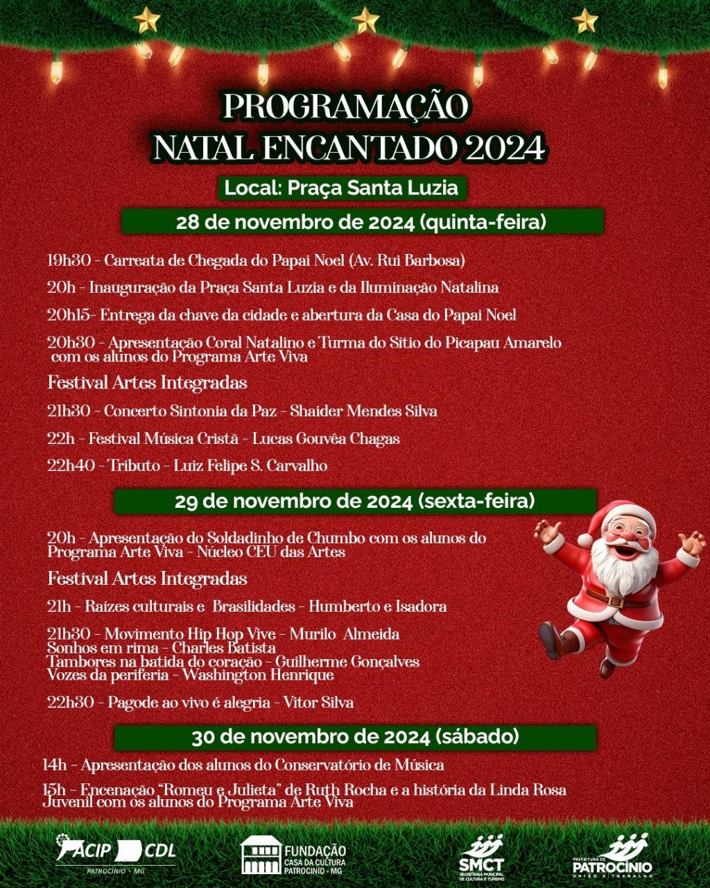 Imagem 1 do post É HOJE: Inauguração da praça Santa Luzia, chegada do Papai Noel e acendimento das luzes de Natal