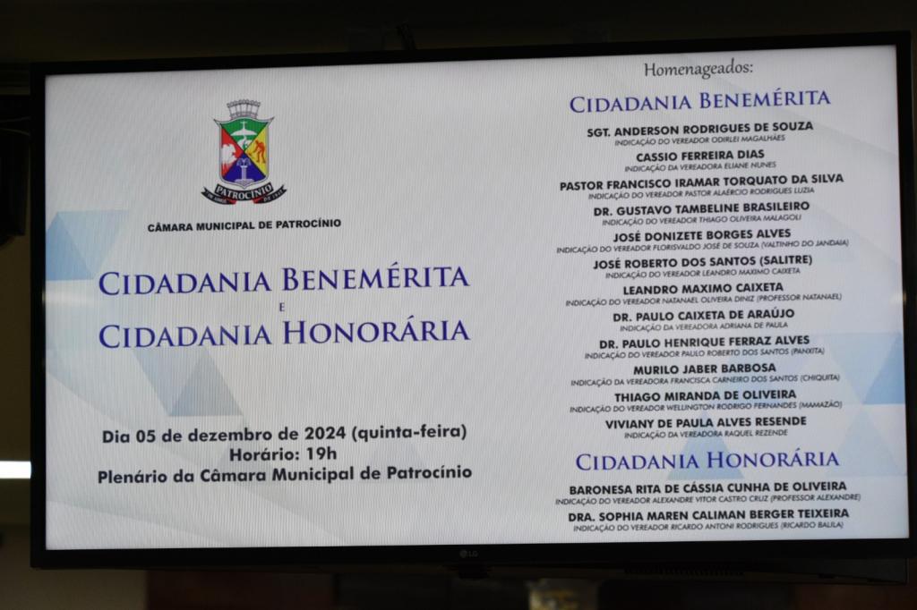 Imagem 9 do post Câmara de Patrocínio entrega títulos de cidadania a 14 homenageados em sessão solene