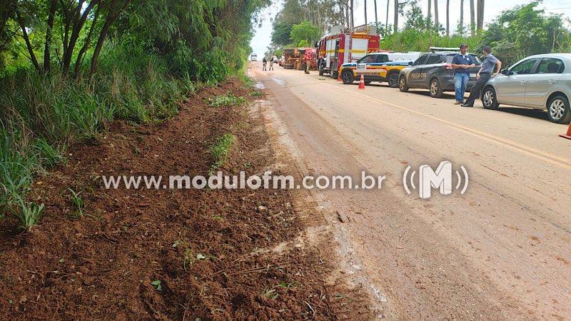 Imagem 1 do post Motorista morre preso às ferragens após tombamento de caminhão na MG-188 em Coromandel