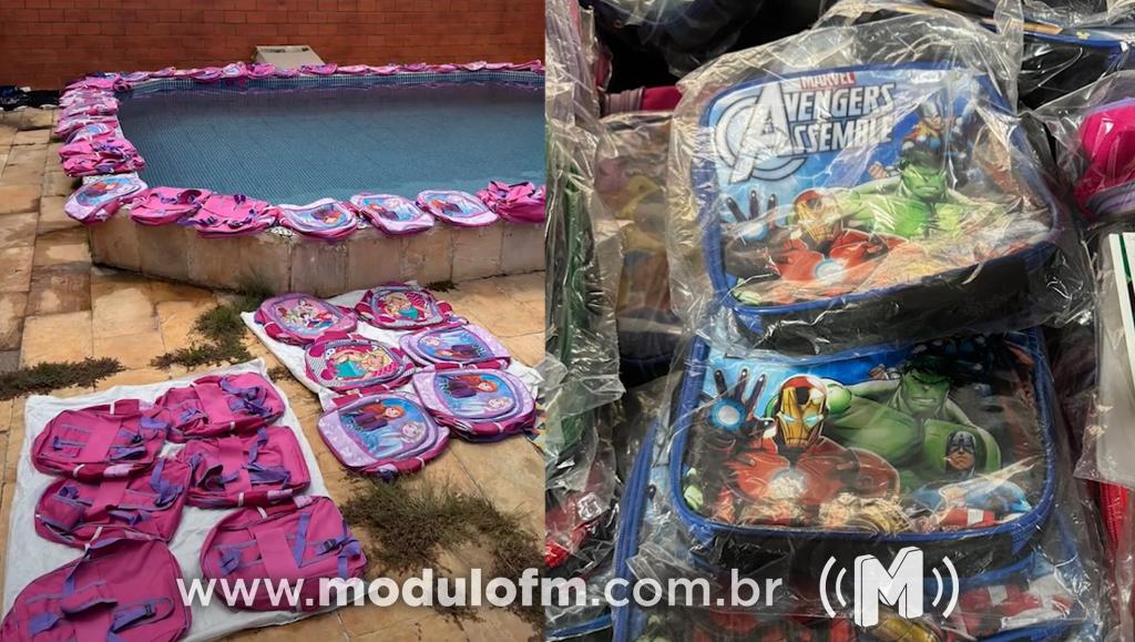 Material escolar falsificado, que seria comercializado na região, é apreendido pela Polícia Civil em Uberlândia