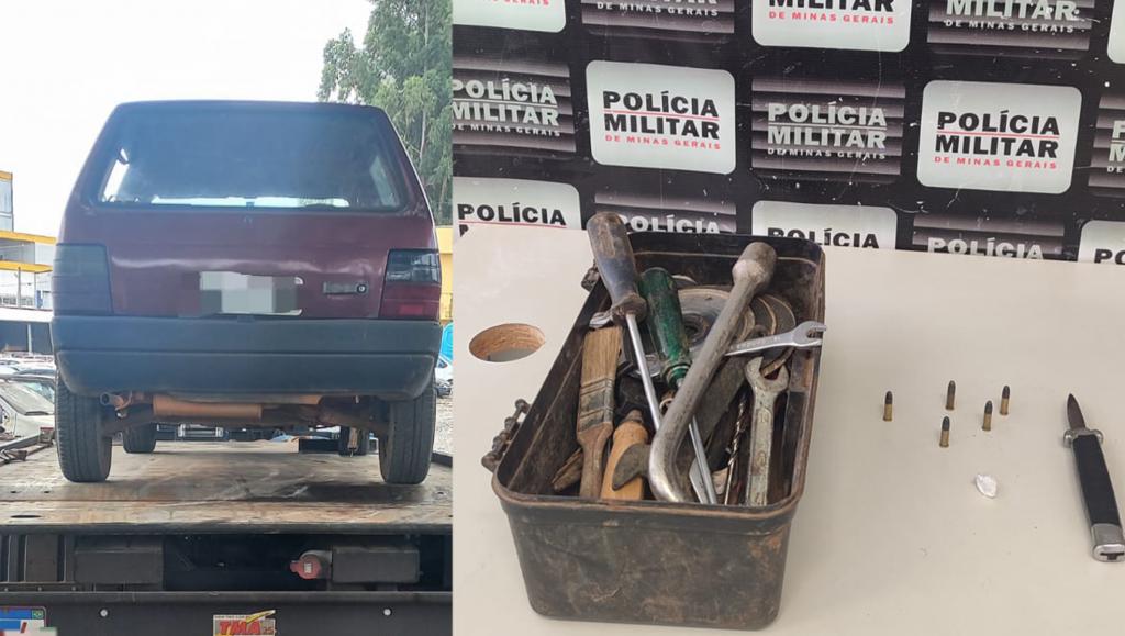 Polícia Militar recupera veículo furtado e prende três pessoas com droga e munições no Bairro São Benedito, em Patrocínio