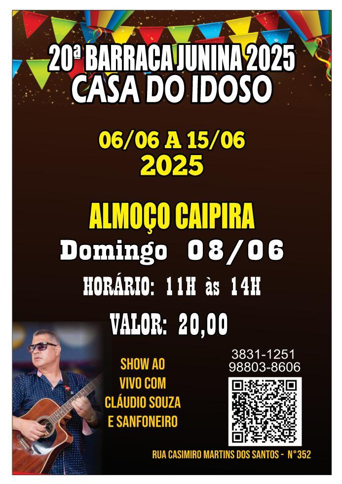 Imagem 1 do post Casa do Idoso Recanto São Vicente promove almoço caipira em junho