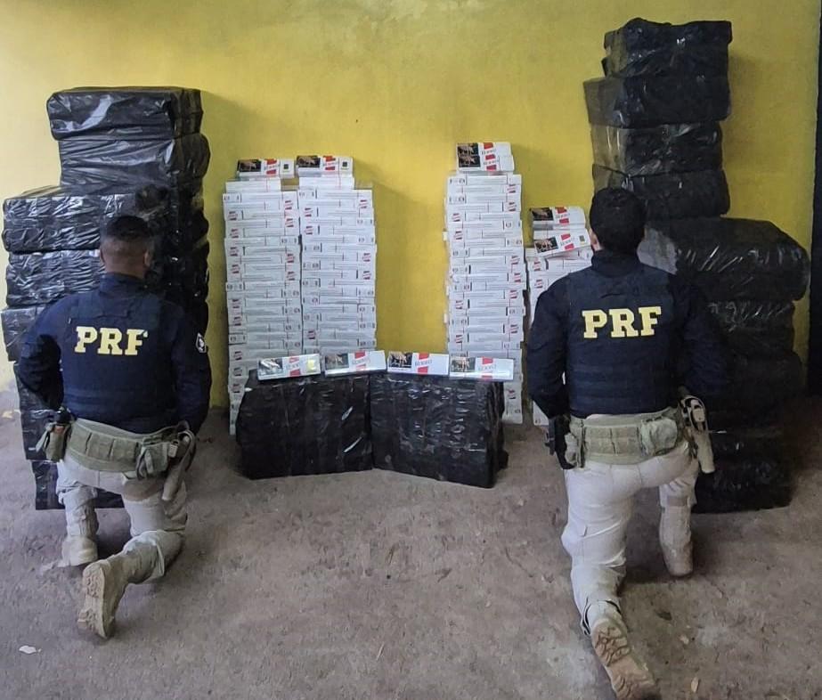PRF apreende 25 mil maços de cigarros contrabandeados na BR-365