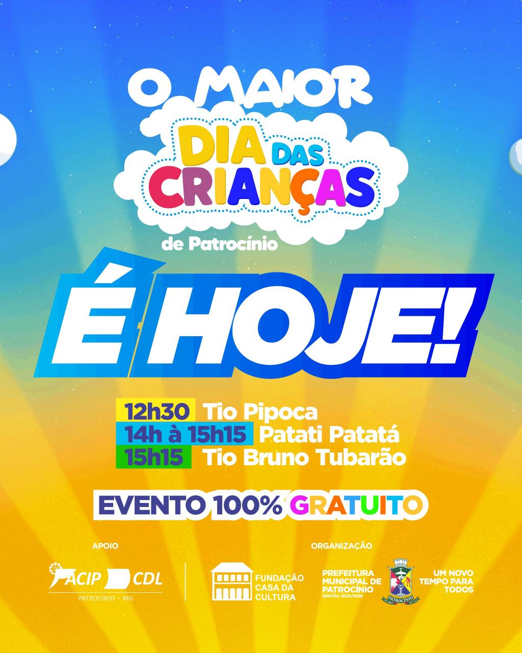 Imagem 1 do post Festa das Crianças hoje traz Patati Patatá a Patrocínio com expectativa de grande público Imagem 1 do post Festa das Crianças hoje traz Patati Patatá a Patrocínio com expectativa de grande público