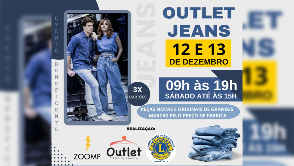 Lions Clube de Patrocínio promove Outlet Jeans beneficente nos dias 12 e 13 de dezembro