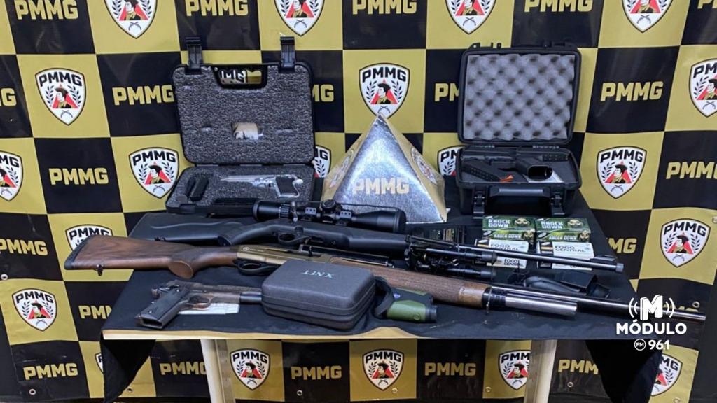 PM atualiza informações sobre crime de homicídio em Patrocínio e prisão horas após o crime; arsenal foi apreendido