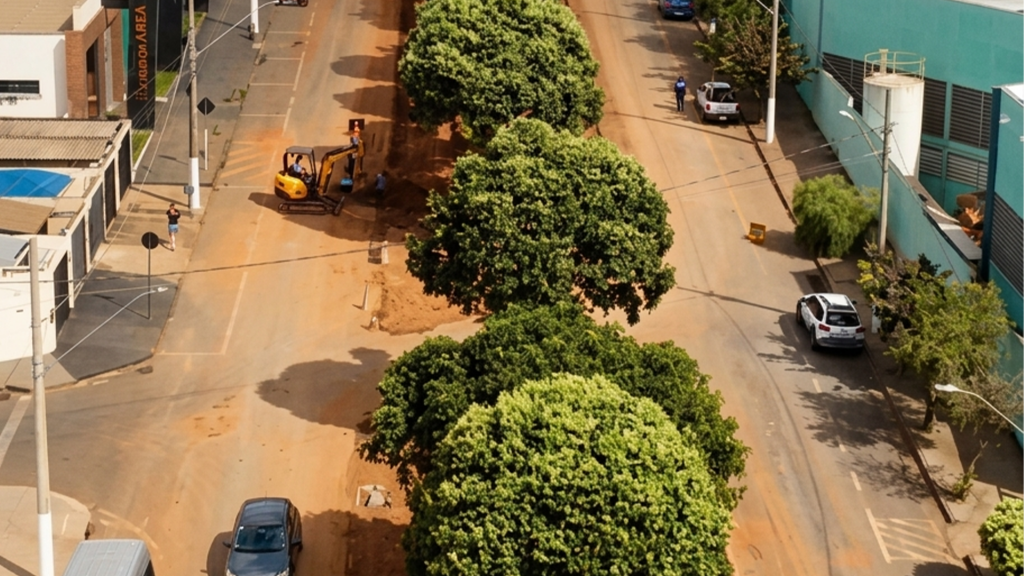 Prefeitura inicia obras para reduzir canteiro central na Avenida dos Bálsamos, em Patrocínio